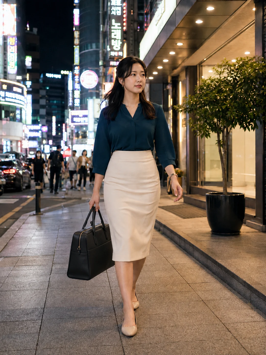 부산 부산진구 서면역의 생활권 분위기와 출장 숙소 이용 상황을 함께 보여 주는 가상 출장마사지 이용후기 장면
