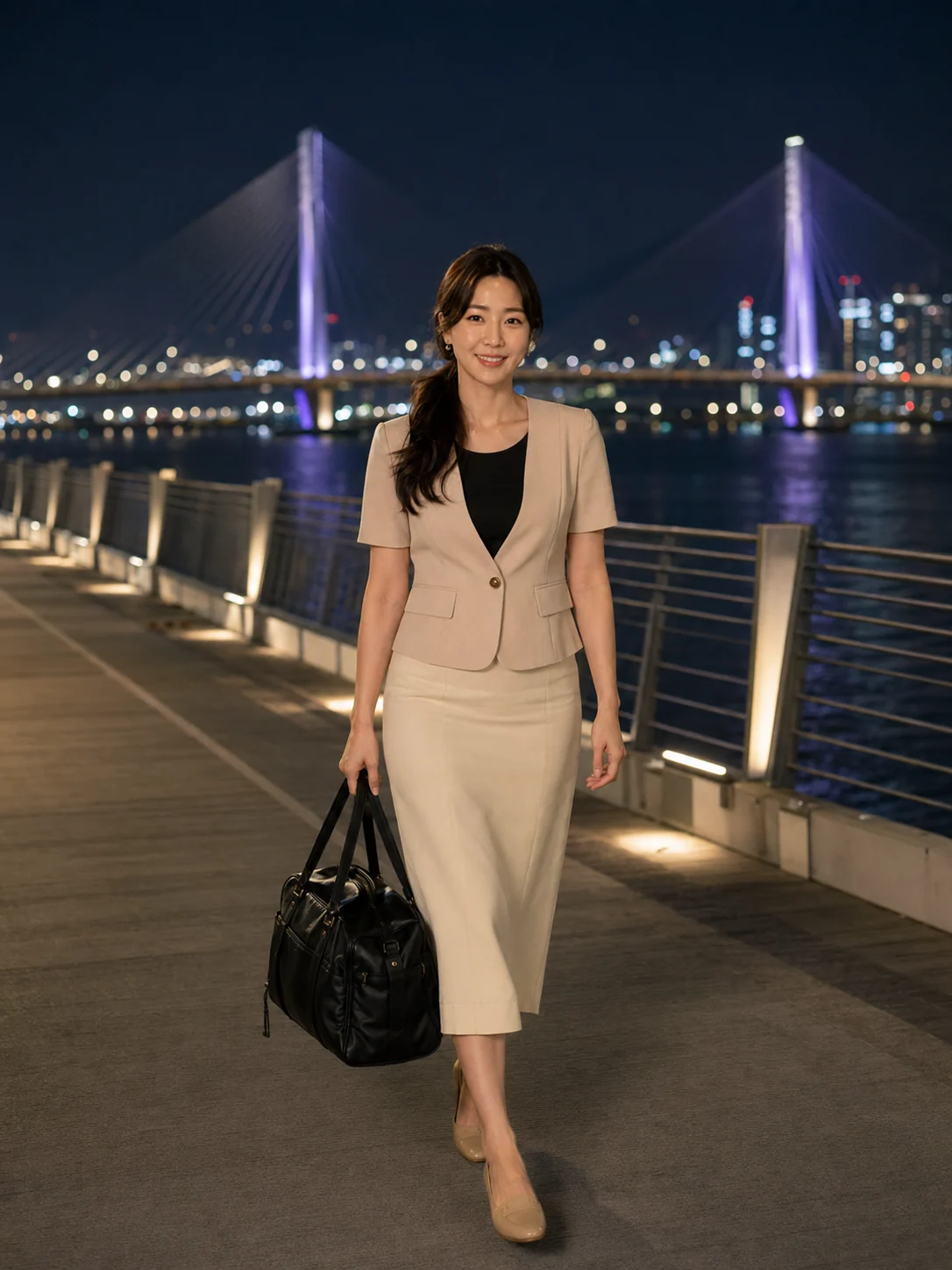 낙동강 하구 접근 생활권을 지나 방문 장소로 이동하는 장면