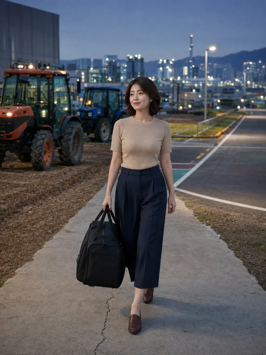 대구 달성군 국가산단의 생활권 분위기와 출장 숙소 이용 상황을 함께 보여 주는 가상 출장마사지 이용후기 장면