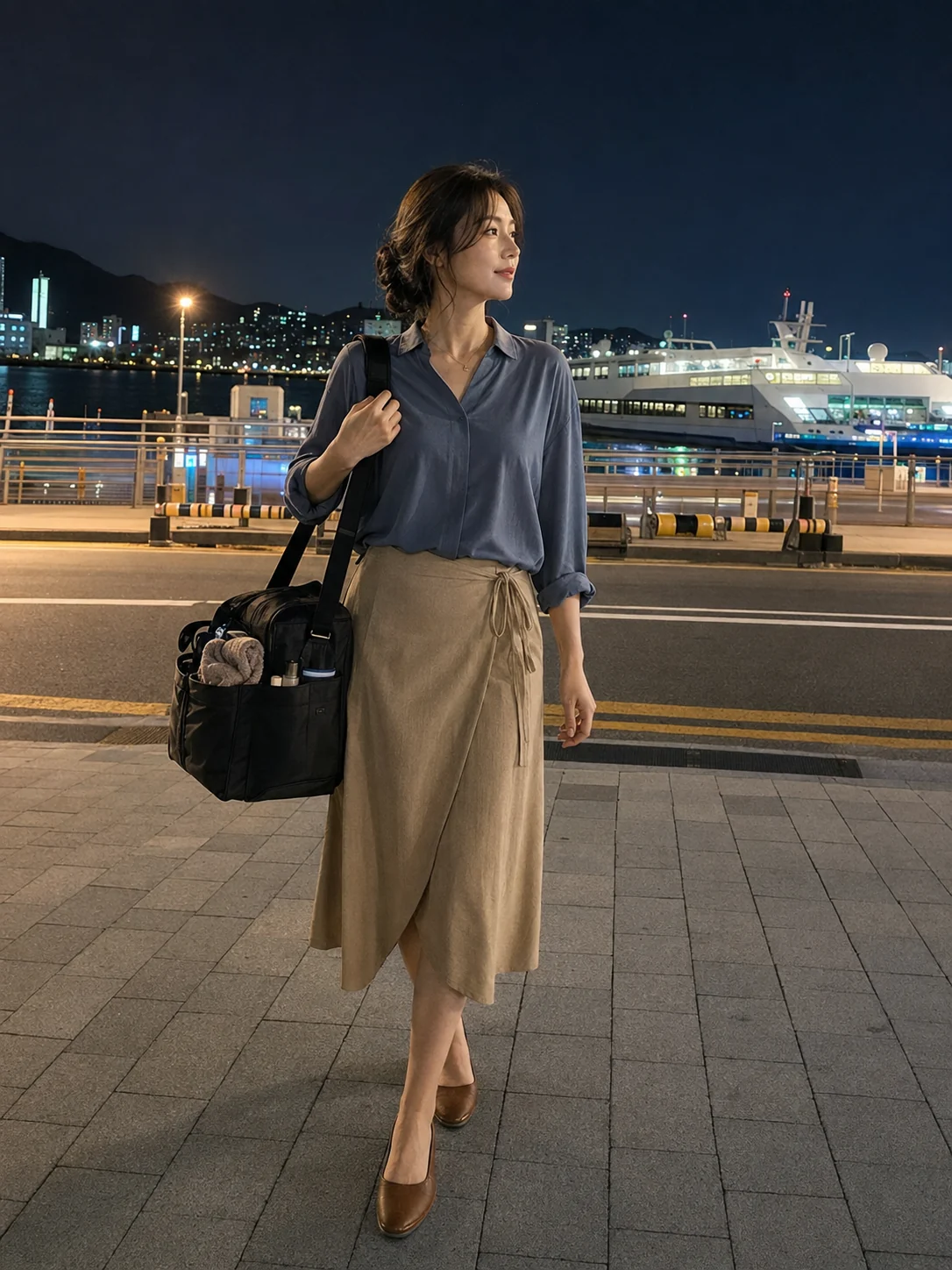 목포출장마사지 | K초이스24 - 평화광장 접근 생활권을 지나 방문 장소로 이동하는 장면