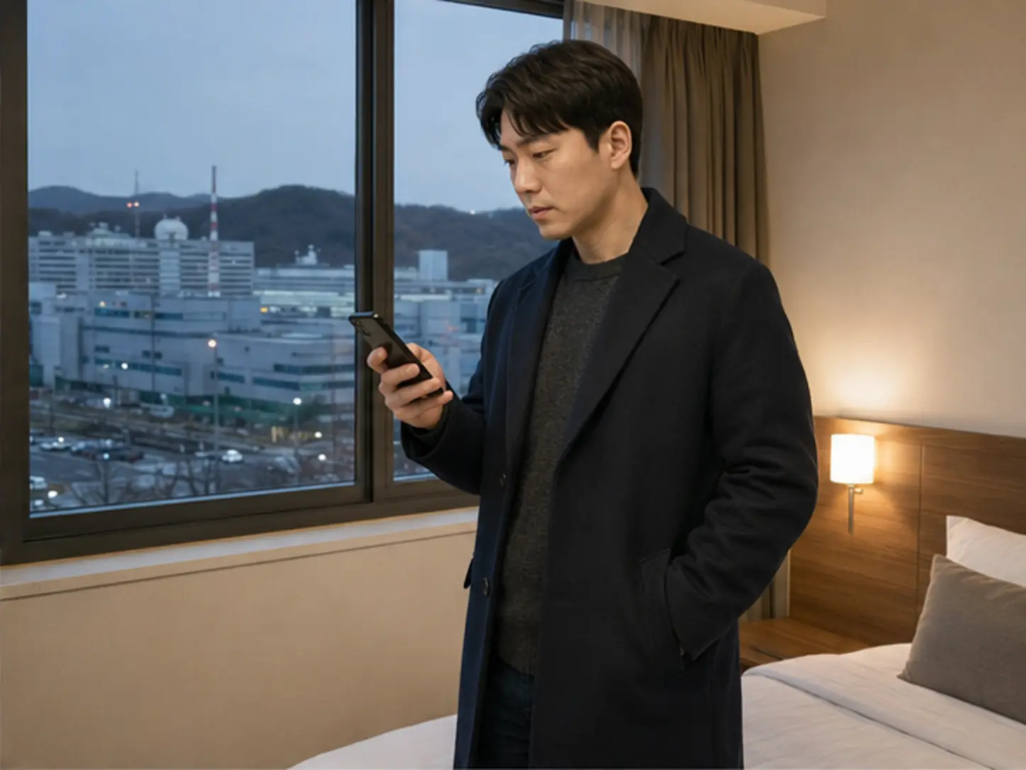 2025년 12월의 겨울, 28세 여성 관리사 채린과 강한 관리 압을 상담하는 30세 남성 로컬 에디터 승호
