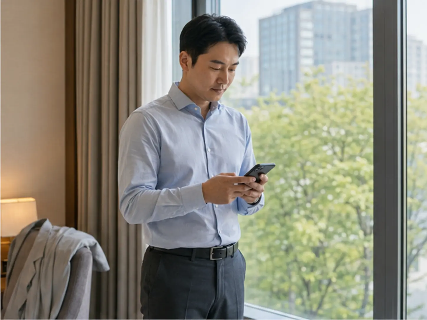 2026년 5월의 봄, 29세 여성 관리사 유나와 강한 관리 압을 상담하는 34세 남성 로컬 에디터 정우
