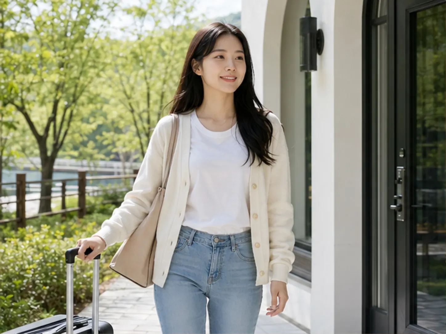 강원 동해의 생활권 분위기와 행사 숙소 이용 상황을 함께 보여 주는 가상 출장마사지 이용후기 장면