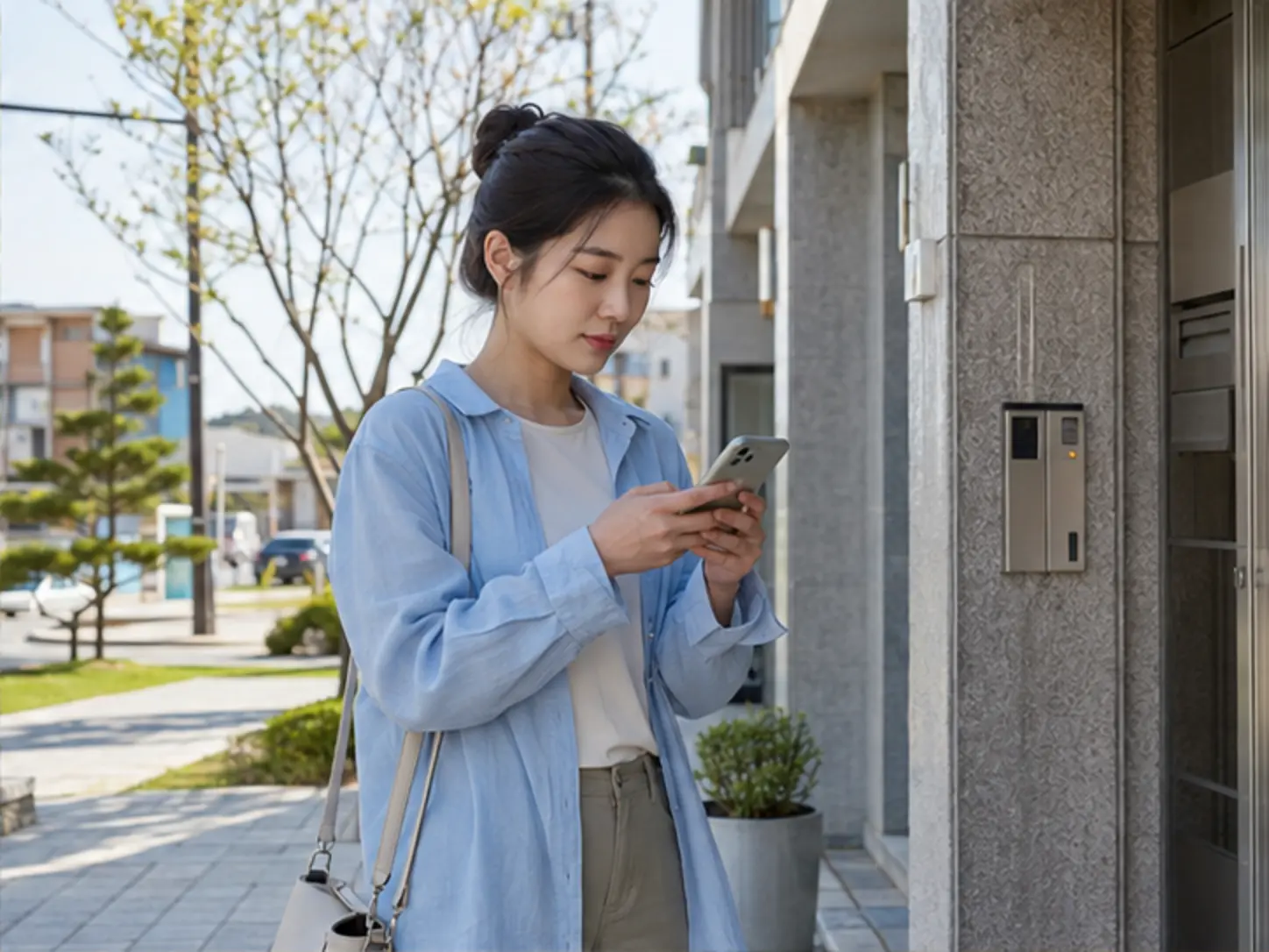 2025년 4월의 봄, 28세 여성 관리사 서윤과 방문 전 상담하는 24세 여성 로컬 에디터 아린