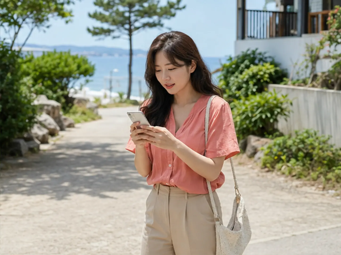 2024년 8월의 여름, 27세 여성 관리사 하윤과 방문 전 상담하는 31세 여성 로컬 에디터 세아