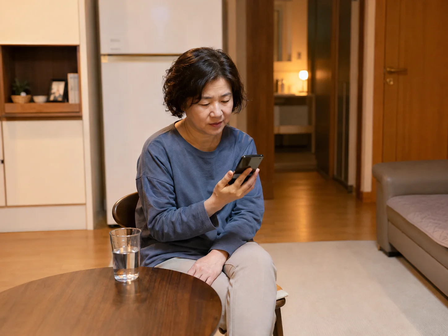 보은출장마사지 | K초이스24 - 보은읍 자택에서 방문 예정 연락을 확인하며 혼자 기다리는 성인 이용자