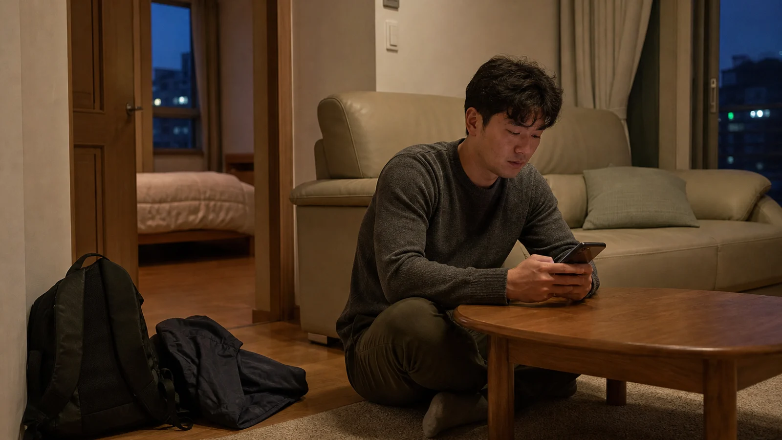 안동출장마사지 | K초이스24 - 안동 옥동 자택에서 방문 예정 연락을 확인하며 혼자 기다리는 성인 이용자