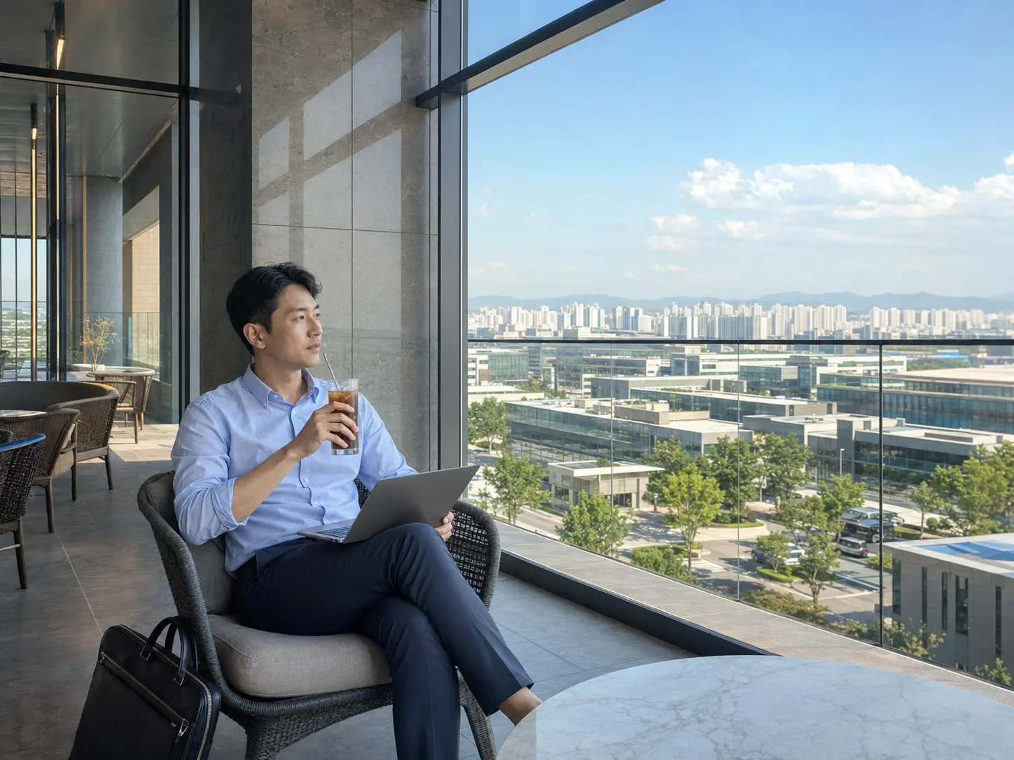 경기 시흥시 배곧의 생활권 분위기와 대형 숙소 이용 상황을 함께 보여 주는 가상 출장마사지 이용후기 장면