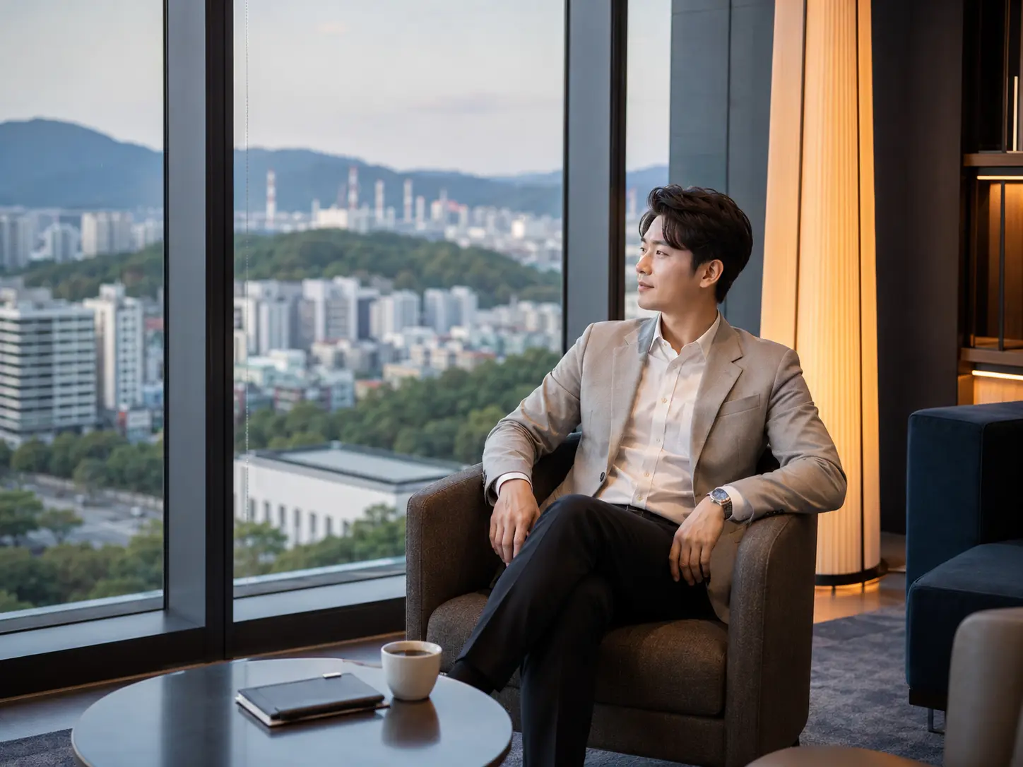 경남 지역 풍경과 성인 여행객이 함께 보이는 가이드 사진