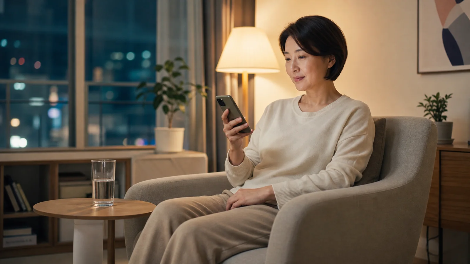 익산출장마사지 | K초이스24 - 익산 자택에서 방문 예정 연락을 확인하며 기다리는 성인 이용자