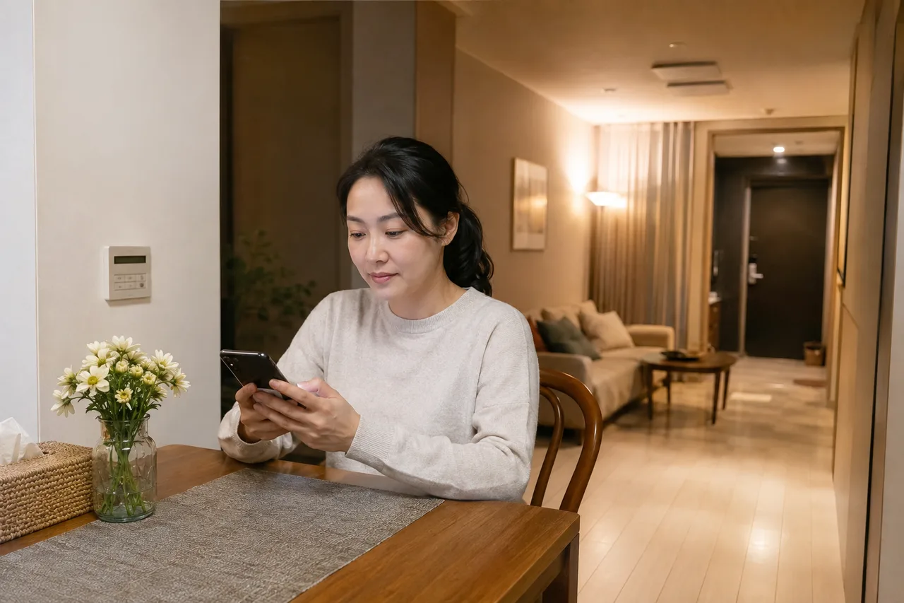 아름동출장마사지 | K초이스24 - 아름동 자택에서 방문 예정 연락을 확인하며 혼자 기다리는 성인 이용자
