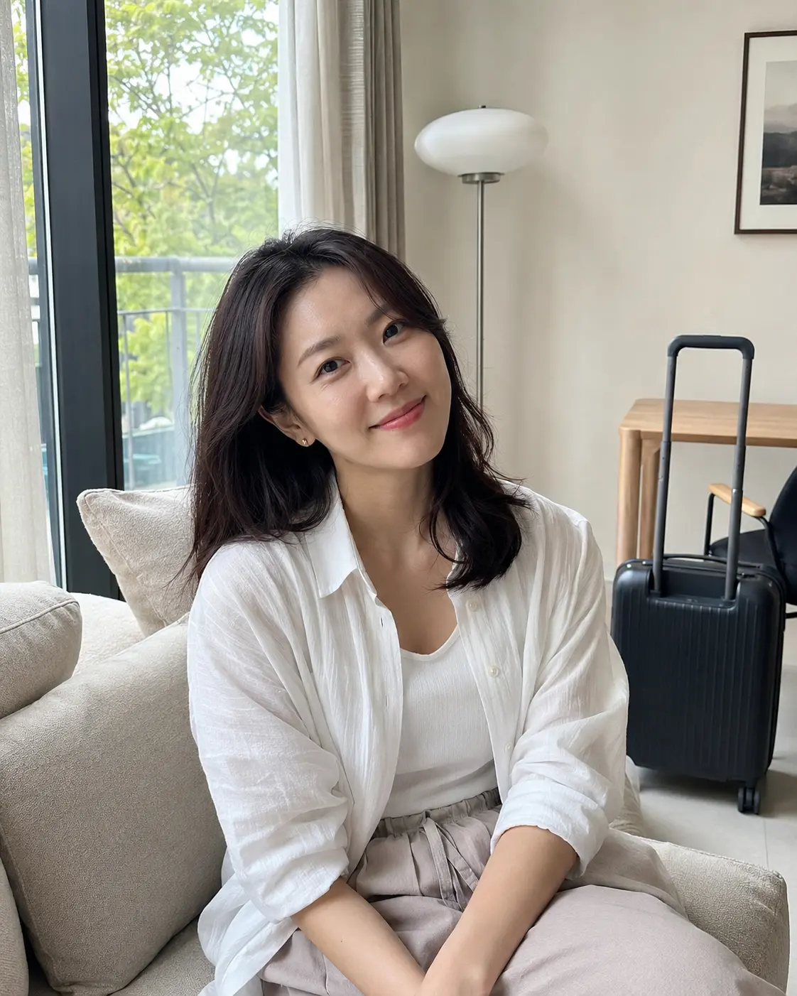 제주 서귀포 여행 숙소에서 휴식하는 성인 여성