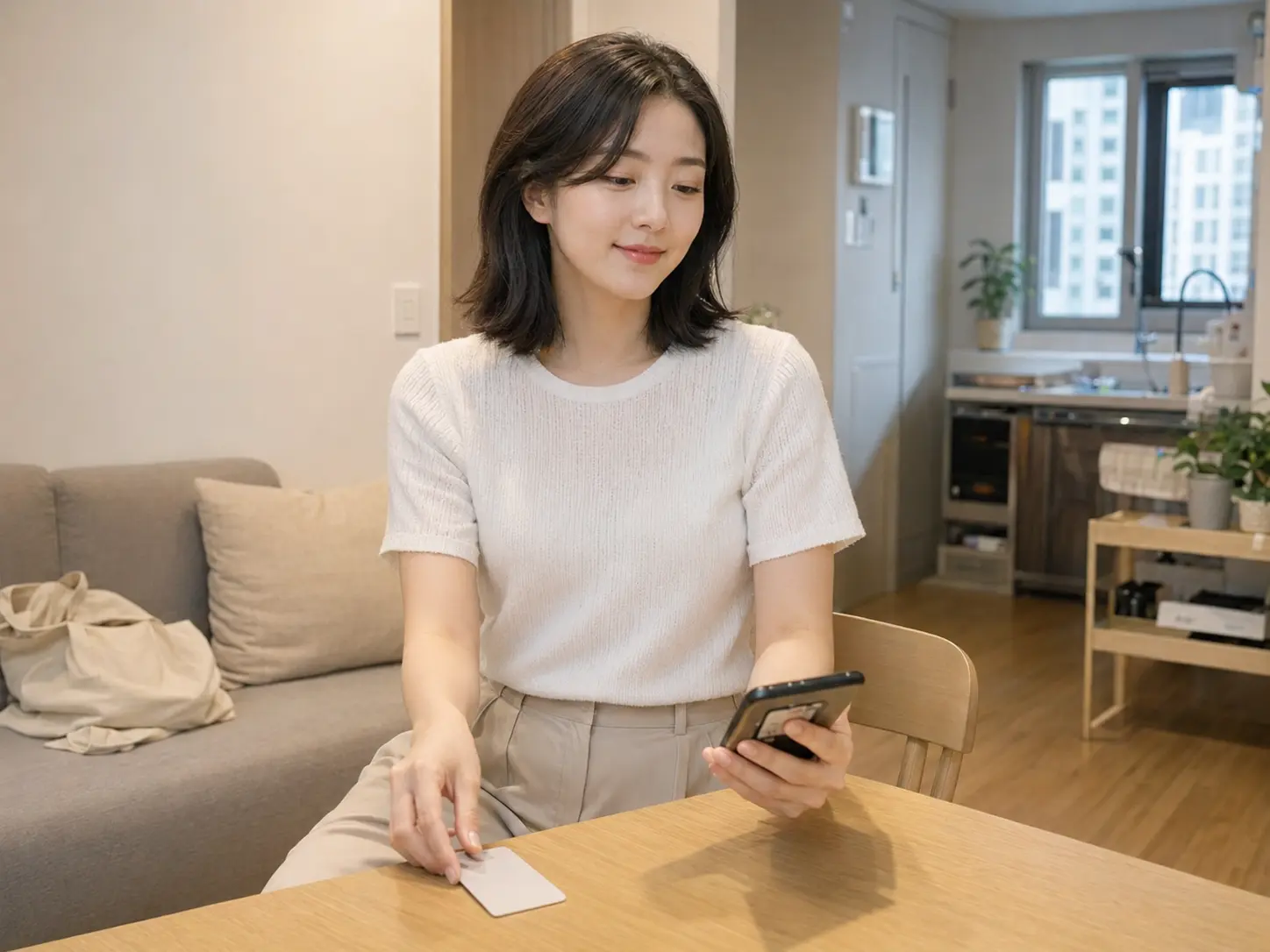 대전 · 도안 객실에서 키카드와 휴대전화로 이동 일정을 확인하는 로컬 에디터 하윤