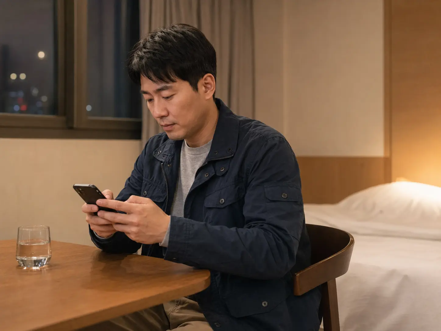대전 · 은행동 숙소 테이블에서 휴대전화로 관리 강도와 희망 시간을 입력하는 로컬 에디터 재민
