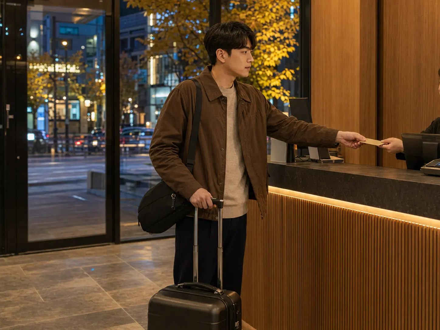 대전 · 은행동 숙소에 여행가방을 들고 도착해 체크인하는 로컬 에디터 준호
