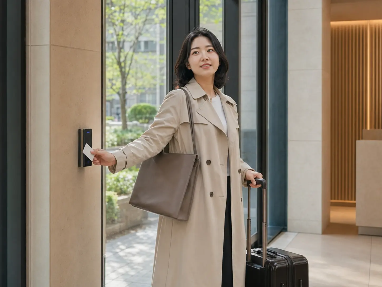 대전 · 관평동 숙소에 여행가방을 들고 도착해 체크인하는 로컬 에디터 서진
