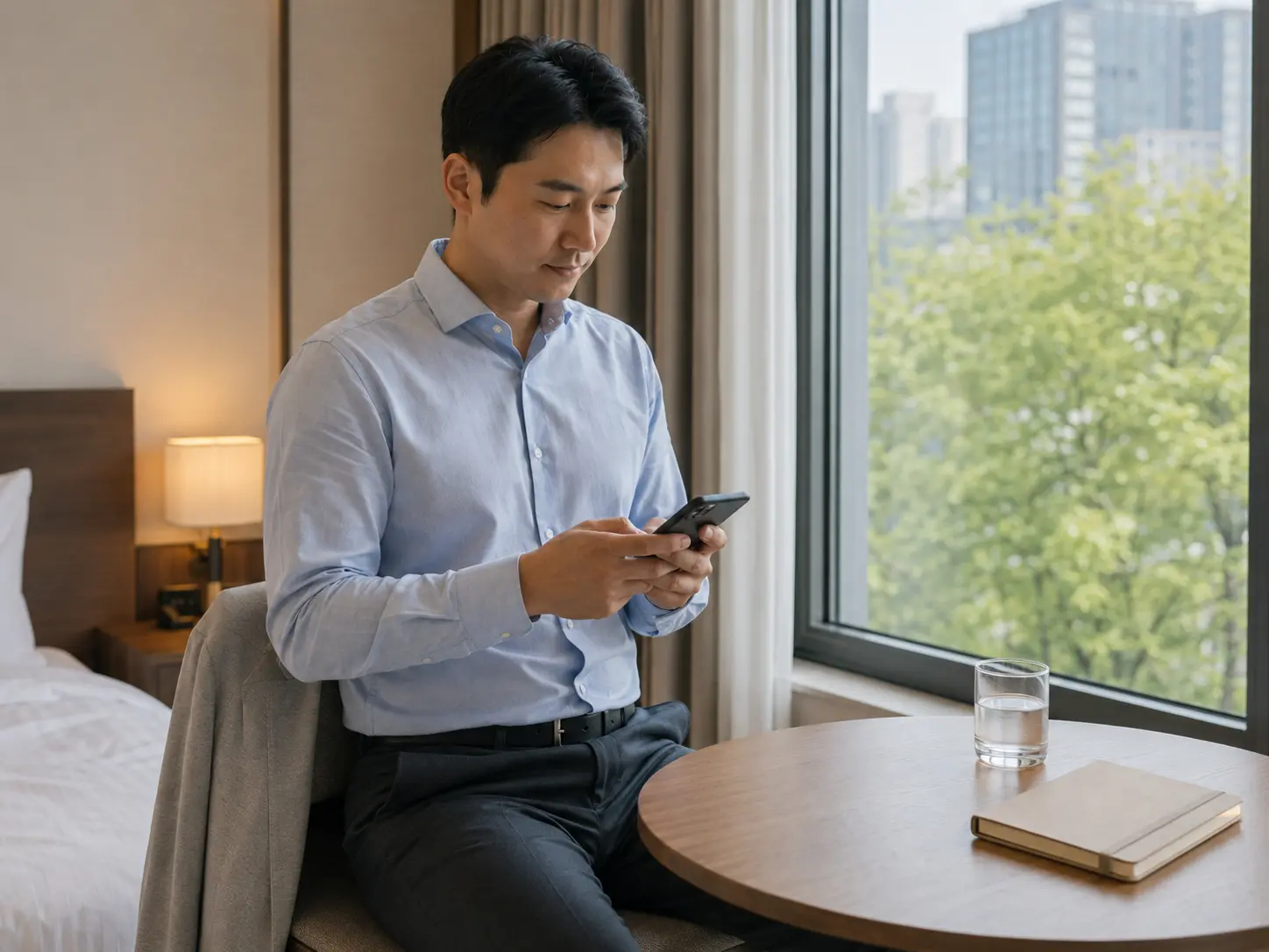 대전 · 유성 숙소 테이블에서 휴대전화로 관리 강도와 희망 시간을 입력하는 로컬 에디터 정우