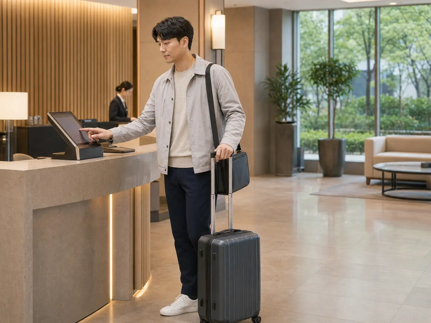 대전 · 유성 숙소에 여행가방을 들고 도착해 체크인하는 로컬 에디터 현우