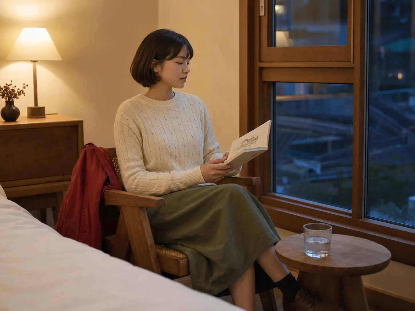 번동 숙소 창가에서 스케치를 정리하며 쉬는 같은 로컬 에디터 하린