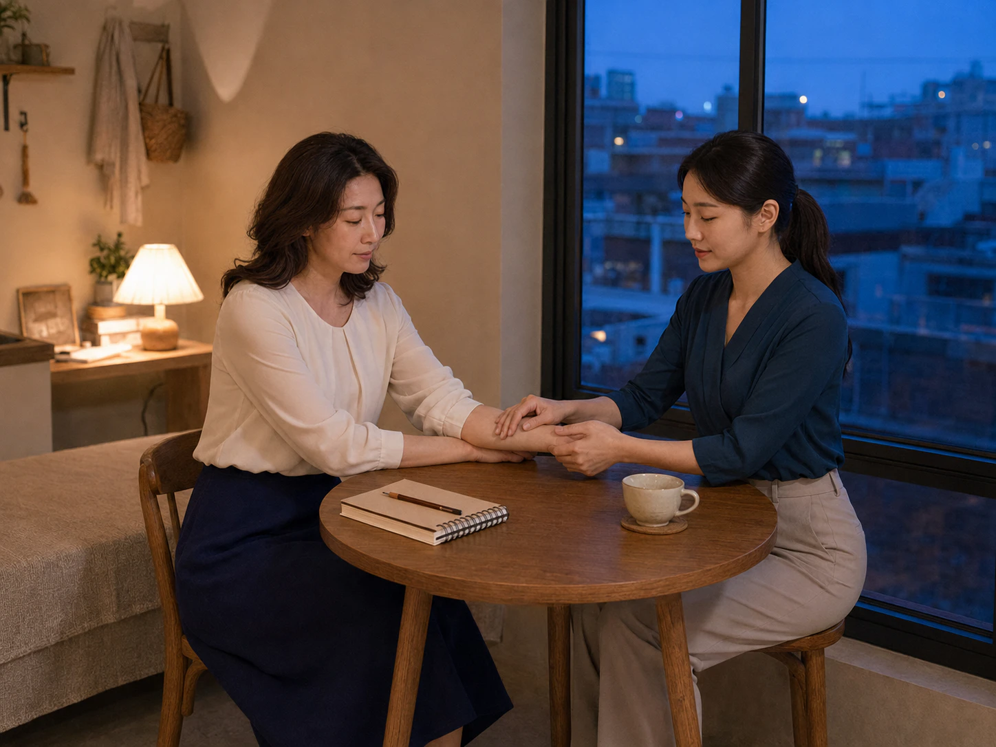 봉천동 숙소에서 여성 관리사에게 손과 전완 관리를 받는 로컬 에디터 수빈