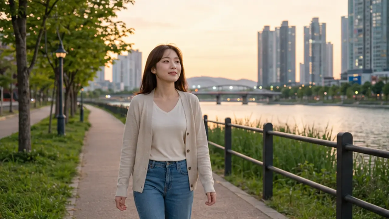 인천 송도의 생활권 분위기와 출장 숙소 이용 상황을 함께 보여 주는 가상 출장마사지 이용후기 장면