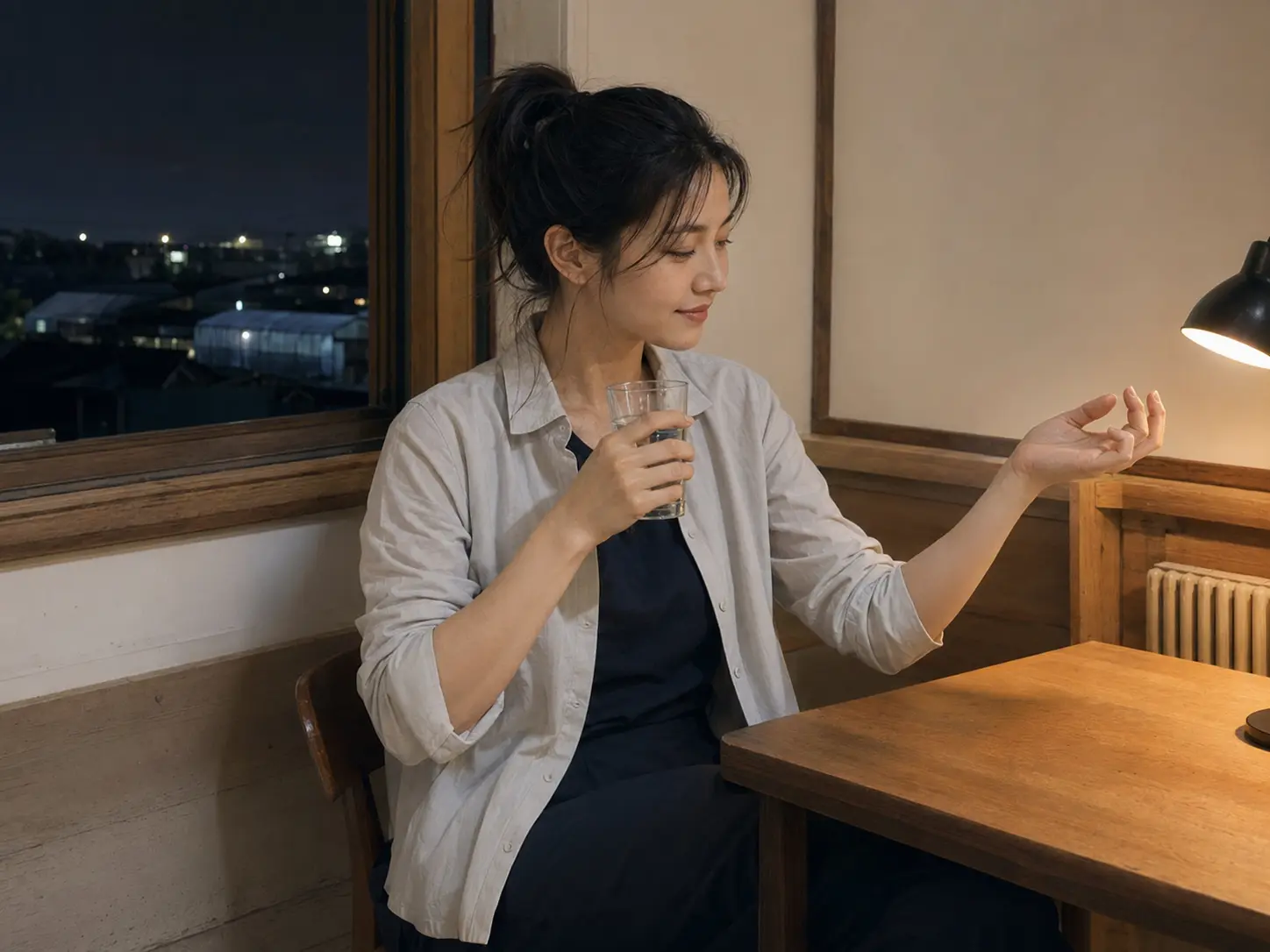 세종 조치원 서창리 숙소에서 홈케어를 마친 뒤 물을 마시며 쉬는 로컬 에디터 도하