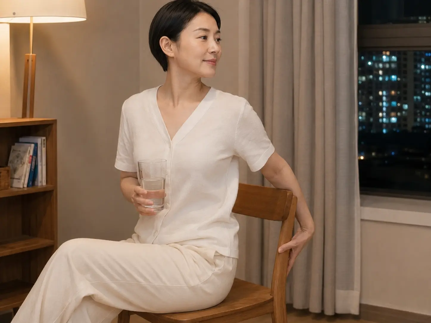 세종 소담동 반곡동 숙소에서 홈케어를 마친 뒤 물을 마시며 쉬는 로컬 에디터 하람